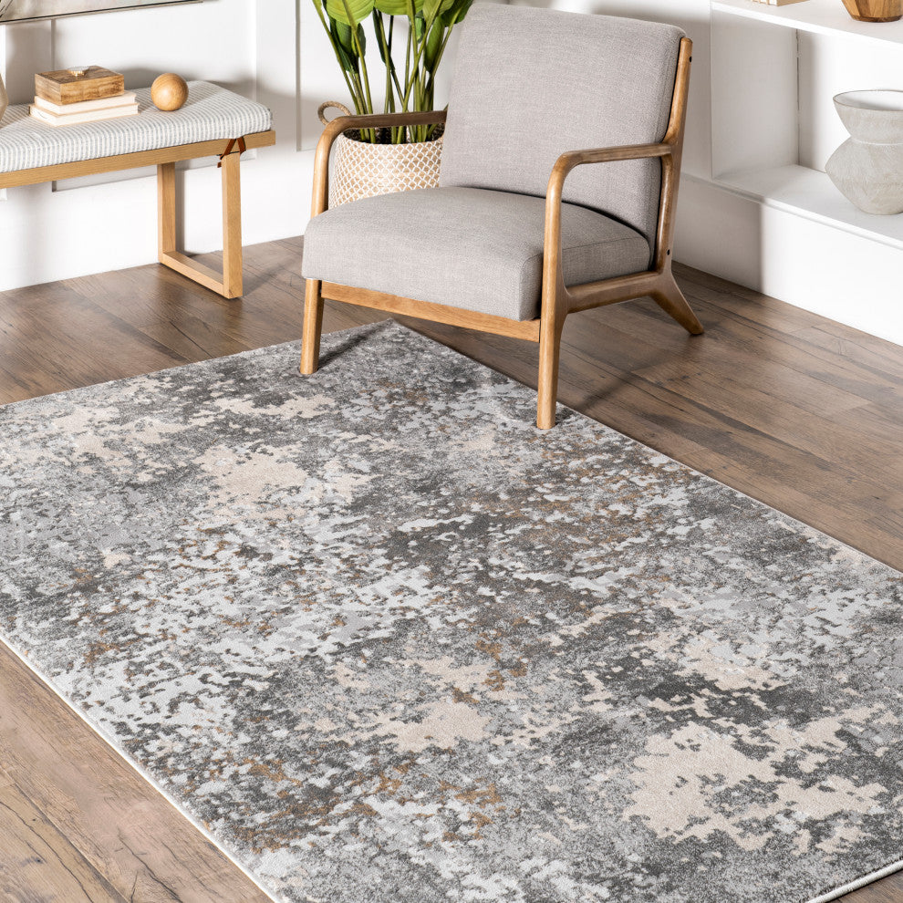 Nuloom Chastin Modern Abstract Area Rug, Grey 6'7"x9'