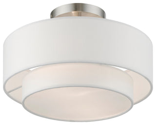 Livex Lighting 47151 Meridian 2 Light 12"W Flush Mount Drum - Brushed Nickel