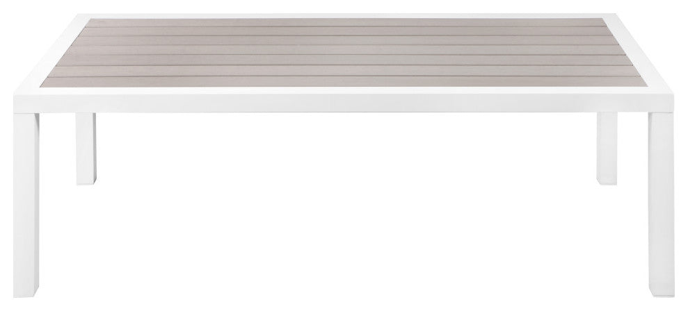 Nizuc Outdoor Patio Aluminum Coffee Table, Light Gray