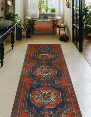 Fine Vintage Distressed Chatham Blue/Charcoal Runner, 3'1 x 9'6