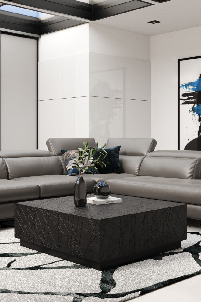 Modrest Kenda Modern Black Oak Square Coffee Table With Storage