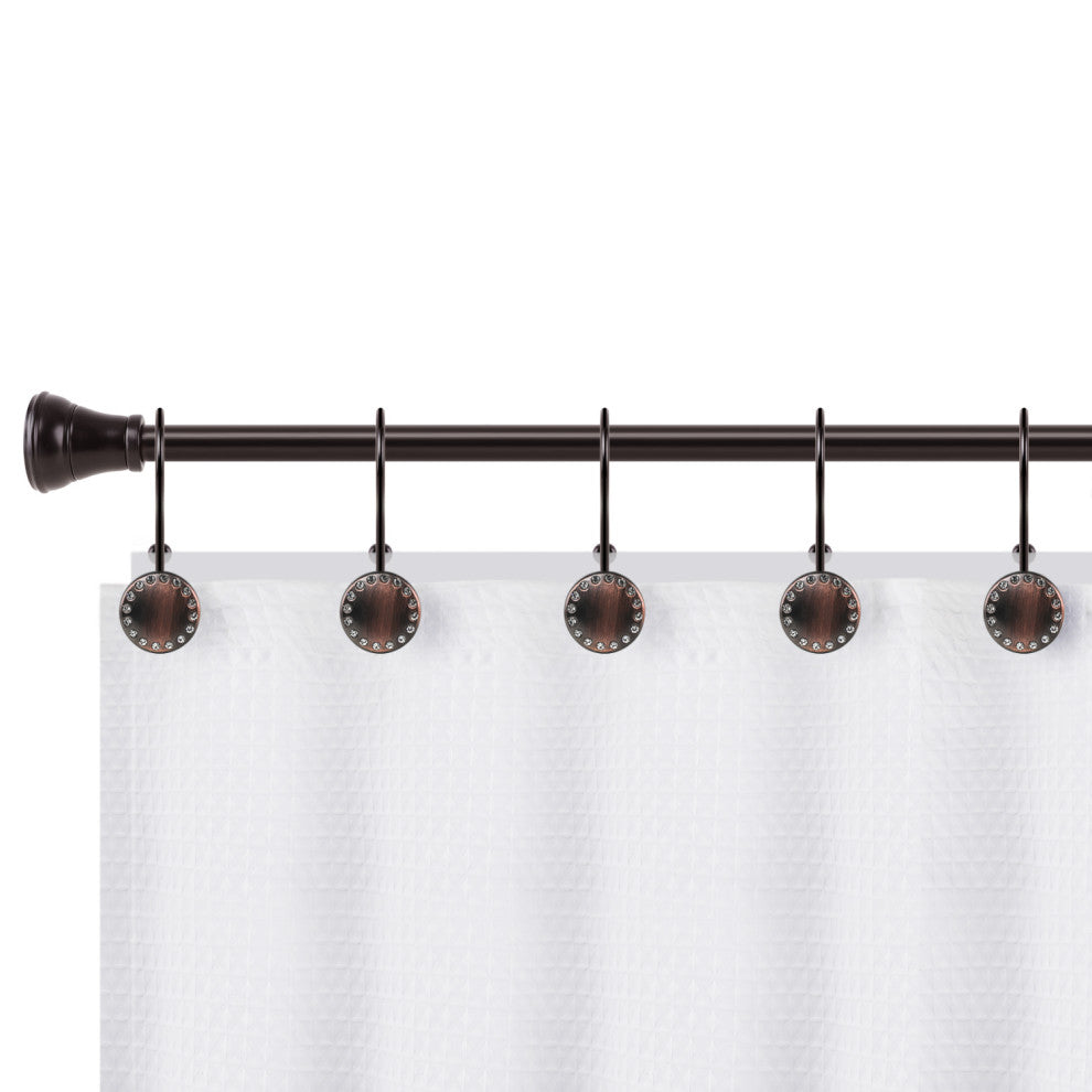 Utopia Alley Shower Hooks - Double Shower Curtain Rings for Bathroom, Set of 12, Oil Rubbed Bronze