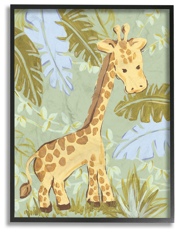 Giraffe in the Jungle Wall Art, 11x14, Framed Giclee Texturized