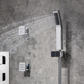 Perugia 16" Ceiling Mount LED Shower Head With Body Massage Jets