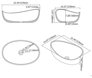 Bathroom Stone Resin Oval Vessel Sink Modern Art Sink with Pop Up Drain, Glossy White