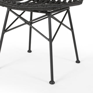 Silverdew Indoor Wicker Dining Chairs, Set of 2, Gray, Black