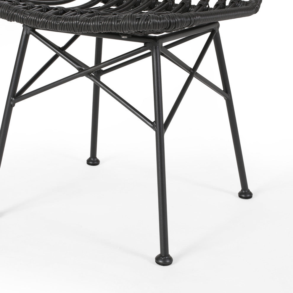 Silverdew Indoor Wicker Dining Chairs, Set of 2, Gray, Black