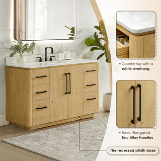 Serene Bathroom Vanity, Nature Brown, 54", No Mirror