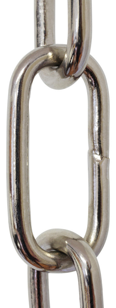 Brass Standard Link Chandelier Chain, 3', Polished Nickel, W80