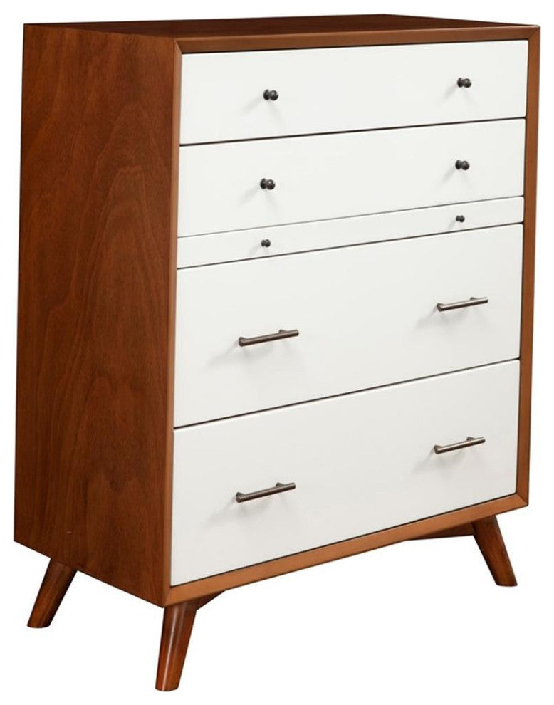 Home Square 3 Piece Furniture Set with Wood Nightstand and Chest in Acorn-White