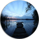 Dark Wooden Pier In Lake, Seascape Photo Large Disc Metal Wall Art, 11"