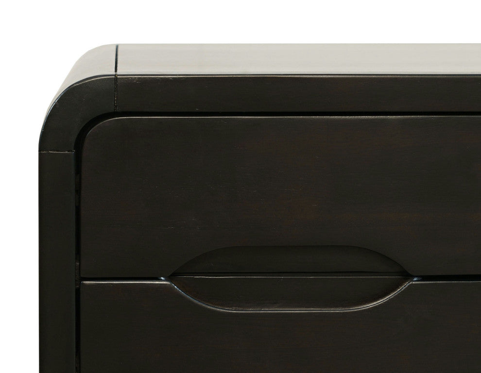 Marlowe 64" Curved Media Console TV Stand with Tapered Legs and Storage Drawers