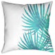 Aqua Palm Leaves II Outdoor Decorative Pillow, 20"x20"