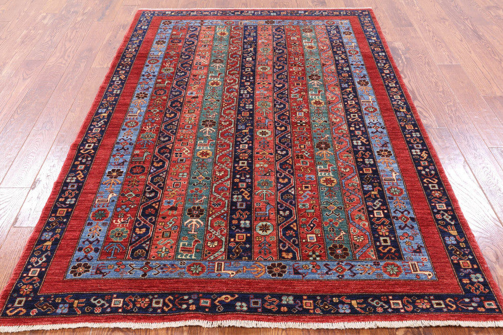 5' 2" X 7' 8" Hand-Knotted Shall Persian Gabbeh Wool Rug Q5002