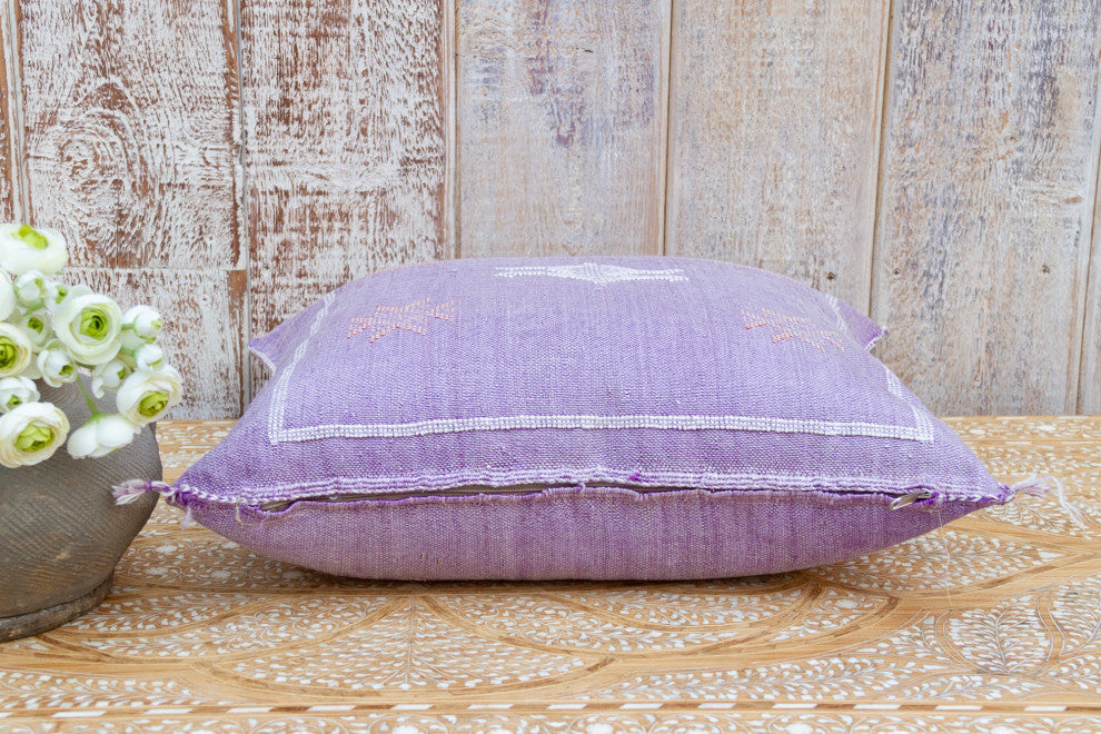 Lavender Moroccan Silk Rug Pillow