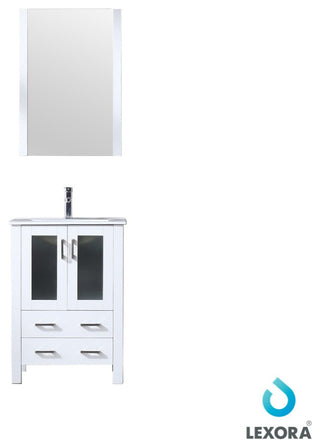 Volez 24" Single Vanity Cabinet Integrated Top Integrated Sink, 22" Wall Mirror