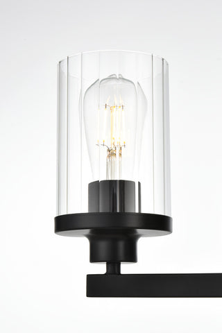 4 Light Black And Clear Bath Sconce