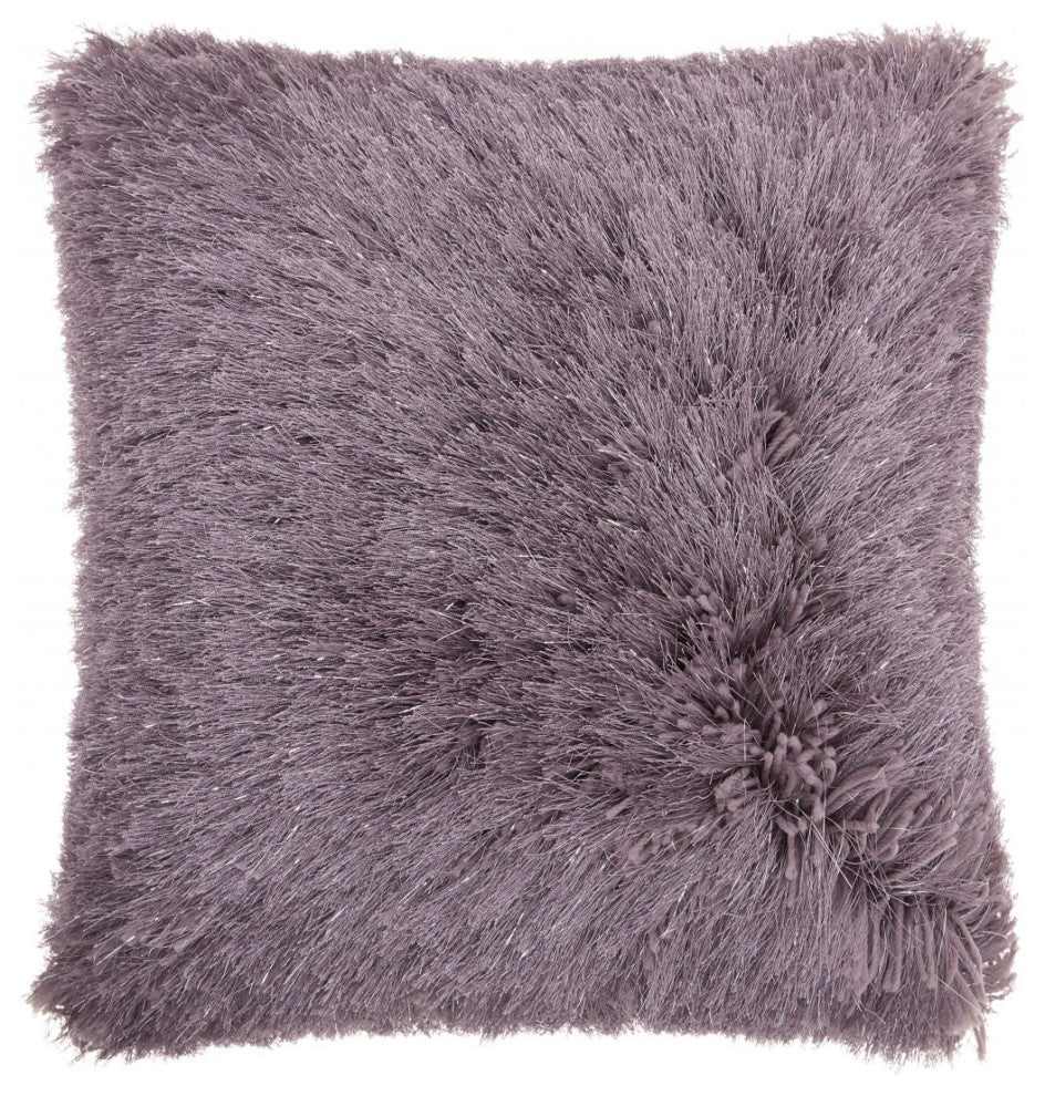 Plush Lavendar Shag Accent Throw Pillow