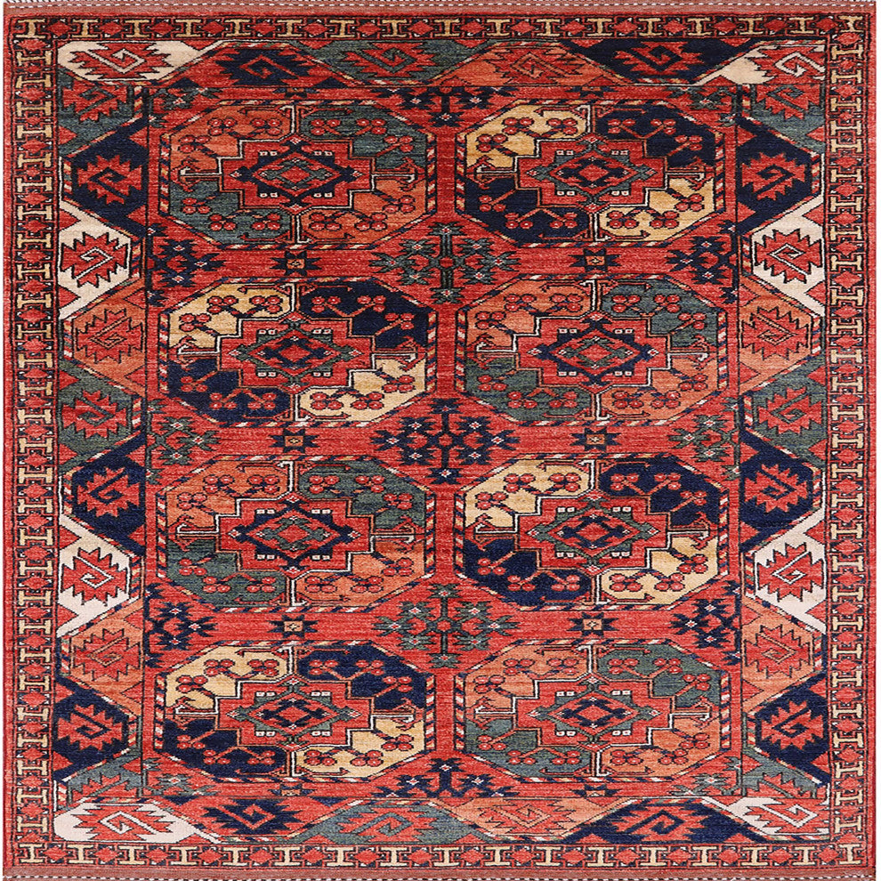Ahgly Company Indoor Square Mid-Century Modern Area Rugs, 7' Square