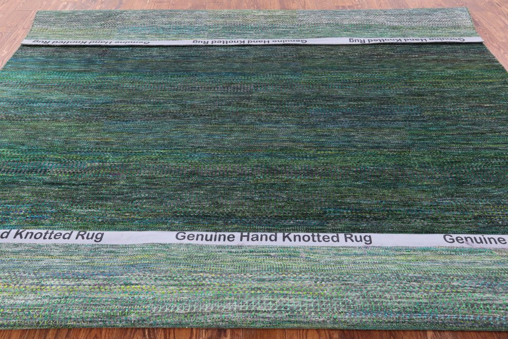 9' Square Hand-Knotted Super Savannah Gabbeh Wool and Silk Rug Q6121