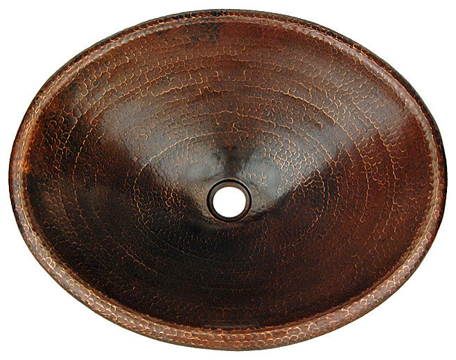 Premier Copper LO20RDB Master Bath Oval Self Rimming Hammered Copper Bath Sink