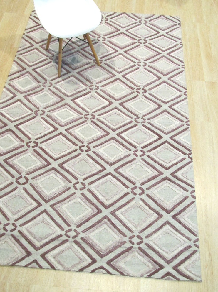 Purple Contemporary Geometric Raga Area Rug