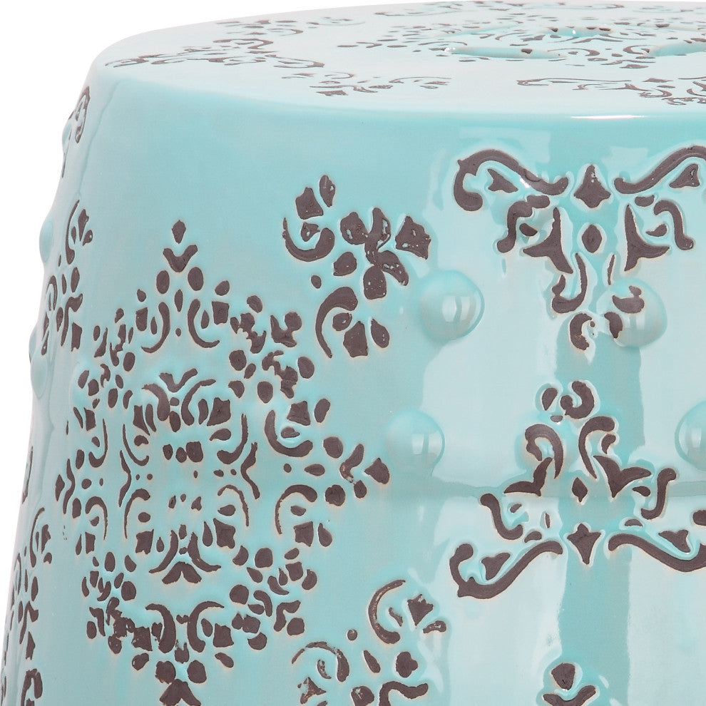 Safavieh Medallion Garden Stool, Robins Egg Blue
