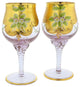 GlassOfVenice Set of Two Murano Glass Wine Glasses 24K Gold Leaf - Lavender