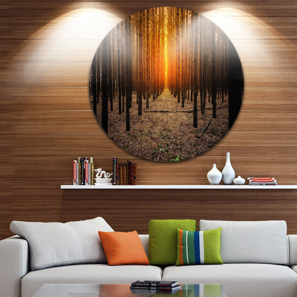 Halloween-Themed Spooky Dark Forest, Forest Disc Metal Wall Art, 11"