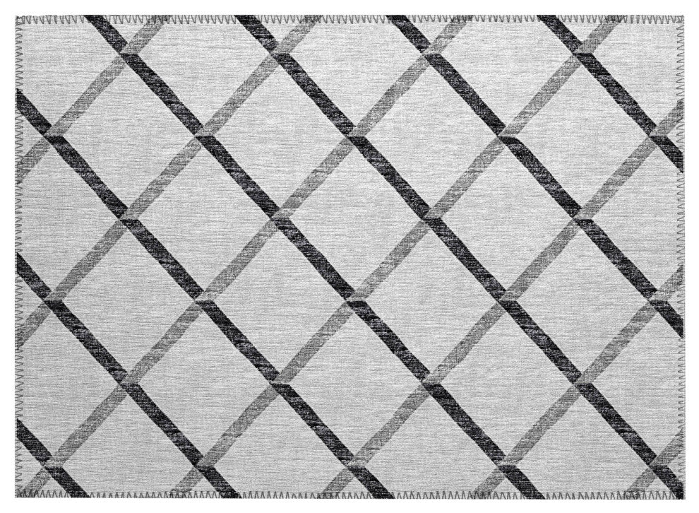 Indoor/Outdoor York YO1 Grey Machine Washable 1'8" x 2'6" Rug