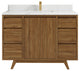 Madison Teak 48 Single Sink Bath Vanity in Dark Natural 1.5" Calacatta Laza