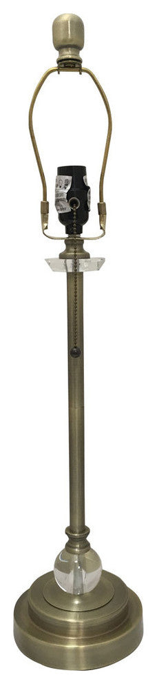 28" Crystal Lamp With Black Diamond Papyrus Shade, Antique Brass, Single