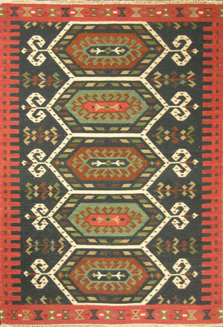 Kilim Black Handwoven Rug, 4x6