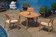 4-Piece Outdoor Teak Dining Set: 52" Round Table, 3 Cellore Stacking Arm Chairs