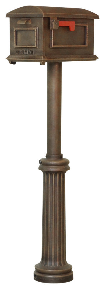 Traditional Curbside Mailbox with Bradford Surface Mount Mailbox Post