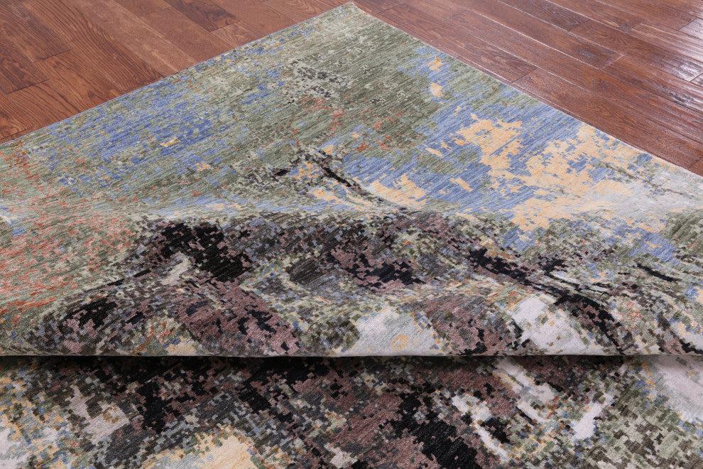 Modern Wool and Silk The Lake House Design Handmade Rug 8' 1" X 10' 0" Q7183