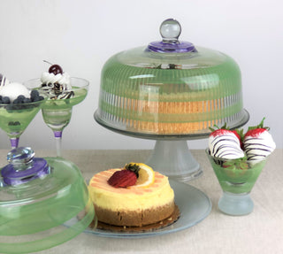 Retro Stripe Green Cosmopolitan Glasses, Set of 2