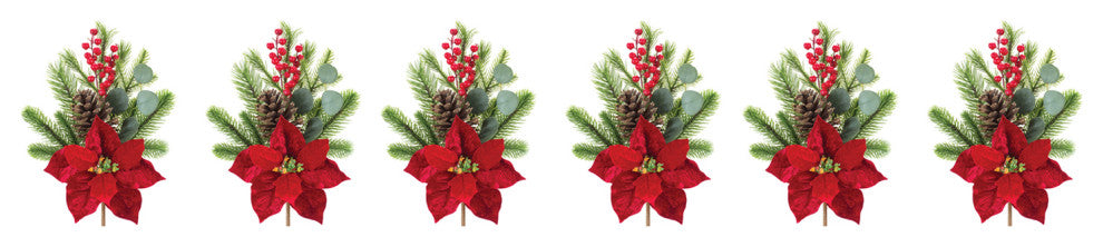 Poinsettia Pine and Eucalyptus Spray, Set of 2