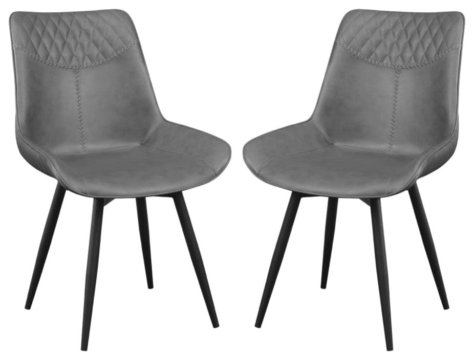 Set of 2 Dining Side Chairs, Gray and Black Finish