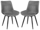 Set of 2 Dining Side Chairs, Gray and Black Finish