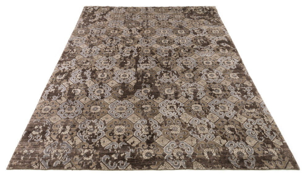 Brown Slate Walnut Hand Knotted Viscose from Bamboo Mirage Area Rug by Loloi, 2'