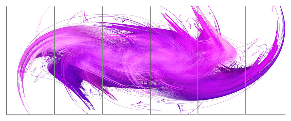 Abstract Purple Fractal Pattern, Abstract Wall Art Canvas, 70"x28", 6 Panels