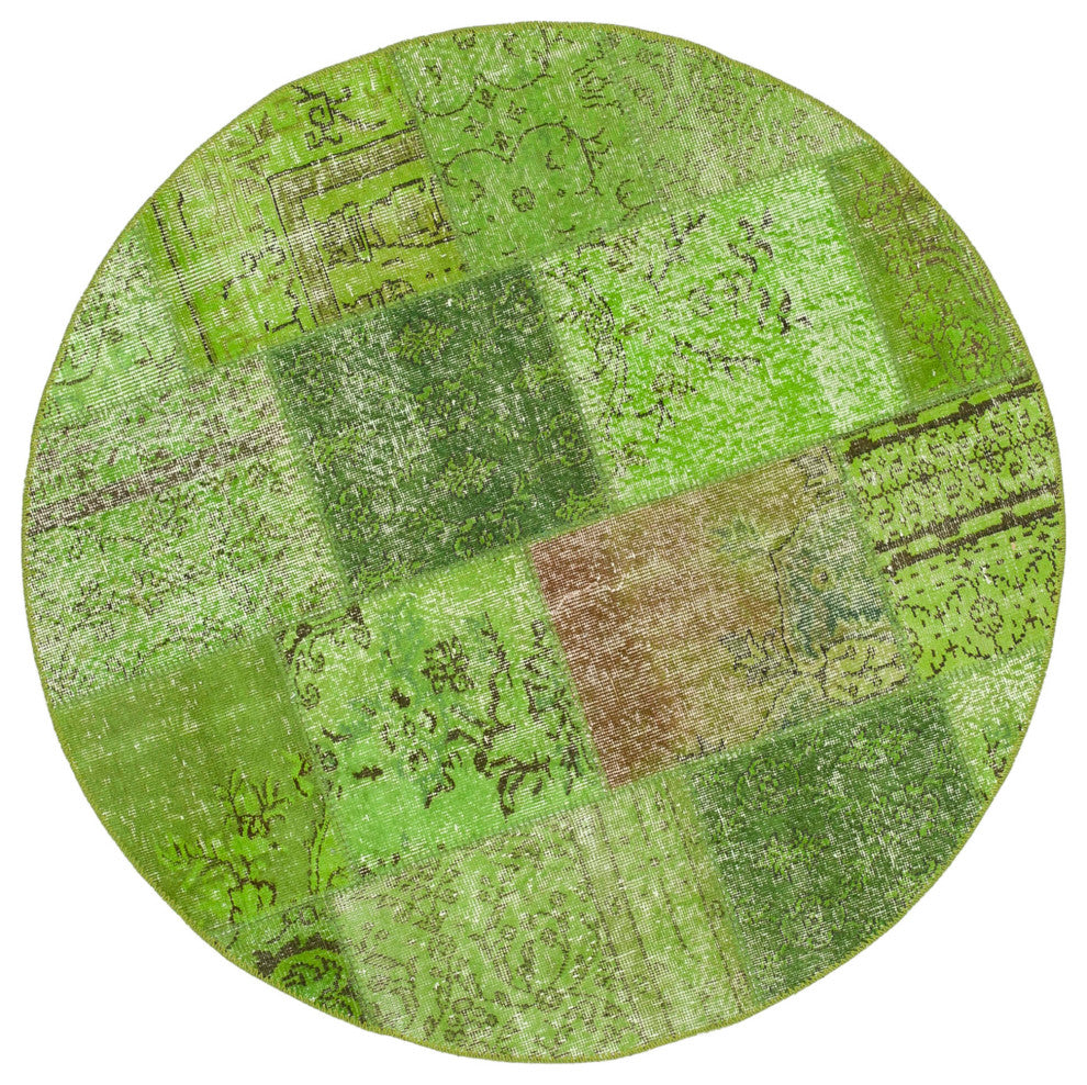 Rug N Carpet - Hand-Knotted Anatolian 4' 11" x 4' 11" Rustic Round Patchwork Rug