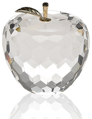 3" Clear and Gold Crystal Apple Tabletop Sculpture