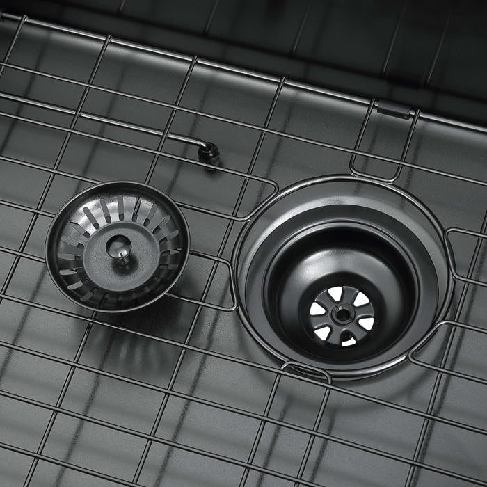 32 in. Single Bowl Undermount Kitchen Sink in Black PVD Nano