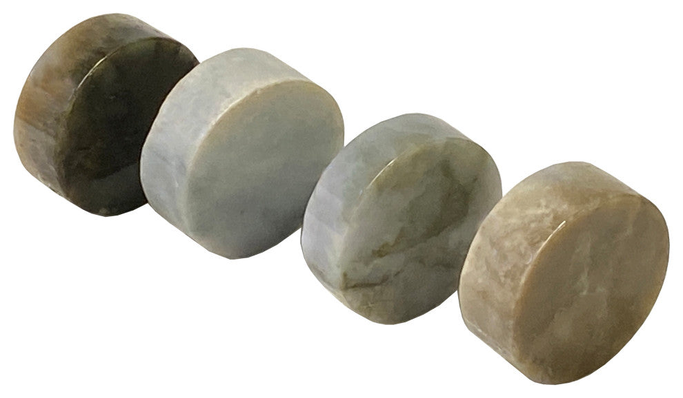 Set of 4 Stone Carved Round Shape Display Art Paperweight, Hws2220