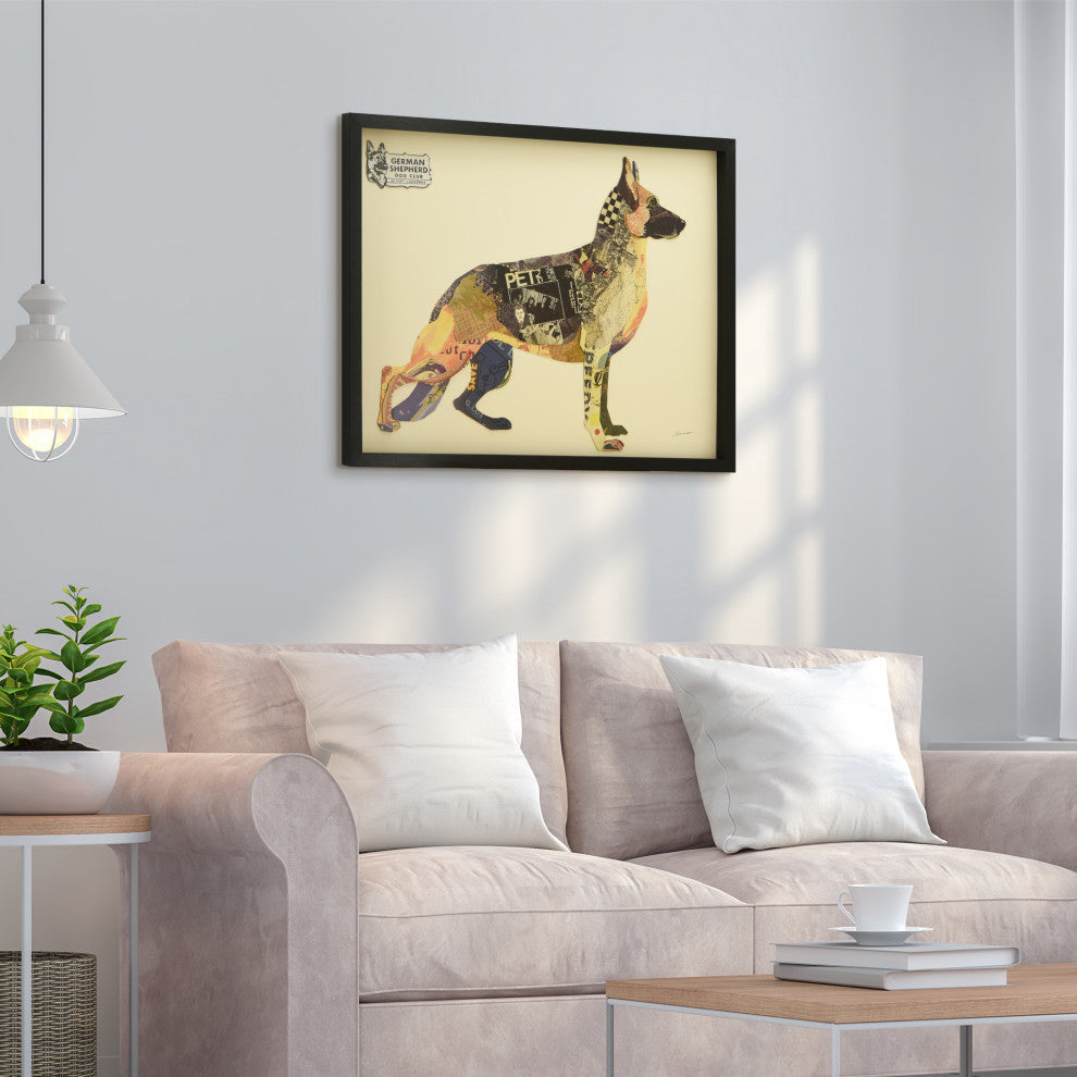 German Shepherd Dog Dimensional Handmade Collage Wall Art Framed Under Glass