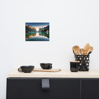 Sunrise Misty Mountain Lake Lively Color Landscape Photo Loose Wall Art Print, 8" X 10"