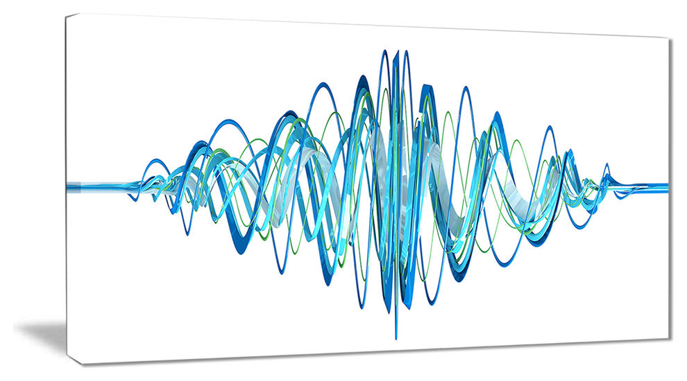 "Blue Circled Waves" Abstract Digital Art Canvas Print