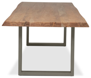 Brooks Dining Table, U Base, 40"x92", Teak Top, Pewter Base
